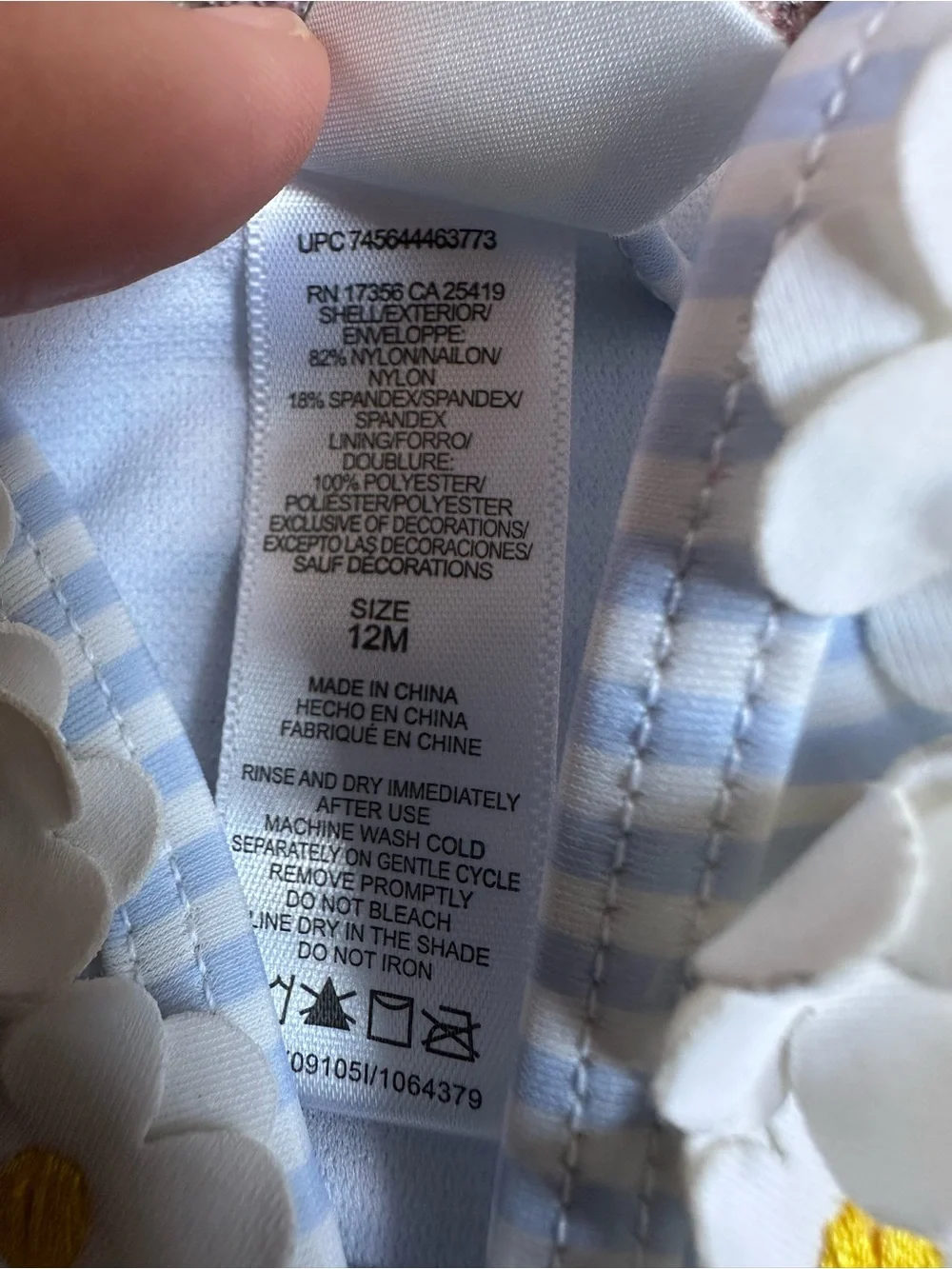 Little Me Light Blue & White Striped Daisy Ruffle One-Piece 12M